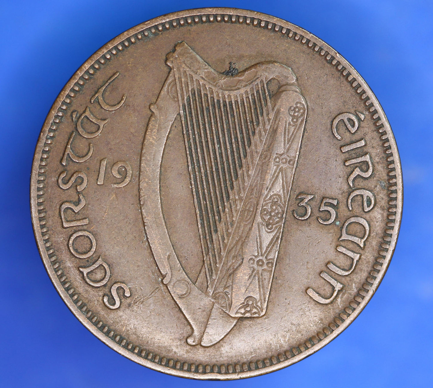 GENUINE 1935 Irish Halfpenny EIRE Ireland coin, Sow & Piglets [07/26 35283]