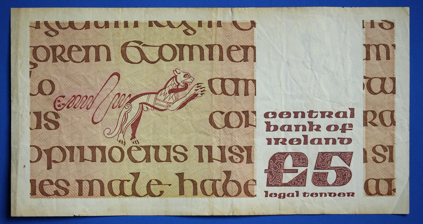 1993 Central Bank of Ireland, Five Pound Irish EIRE banknote, Johannes Scotus Eriugena [07/26 35334]