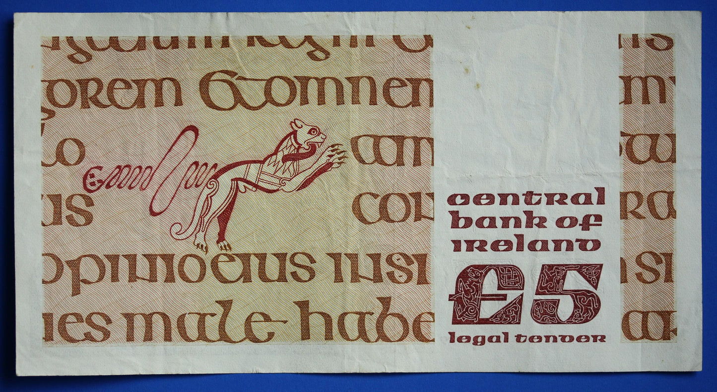 1979 Central Bank of Ireland, Five Pound Irish EIRE banknote, Johannes Scotus Eriugena [07/26 35335]