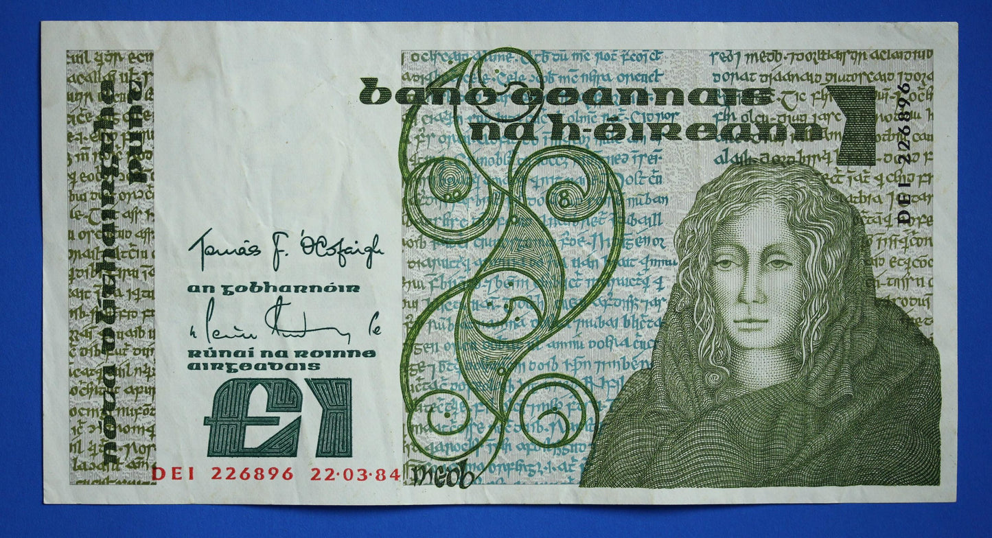 1984 Bank of Ireland, One Pound, Irish EIRE banknote, Queen Medb  [07/26 35337]