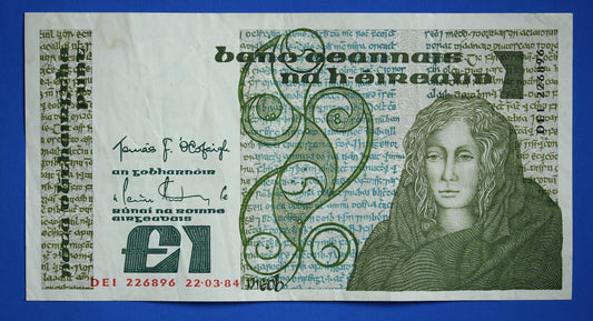 1984 Bank of Ireland, One Pound, Irish EIRE banknote, Queen Medb  [07/26 35337]