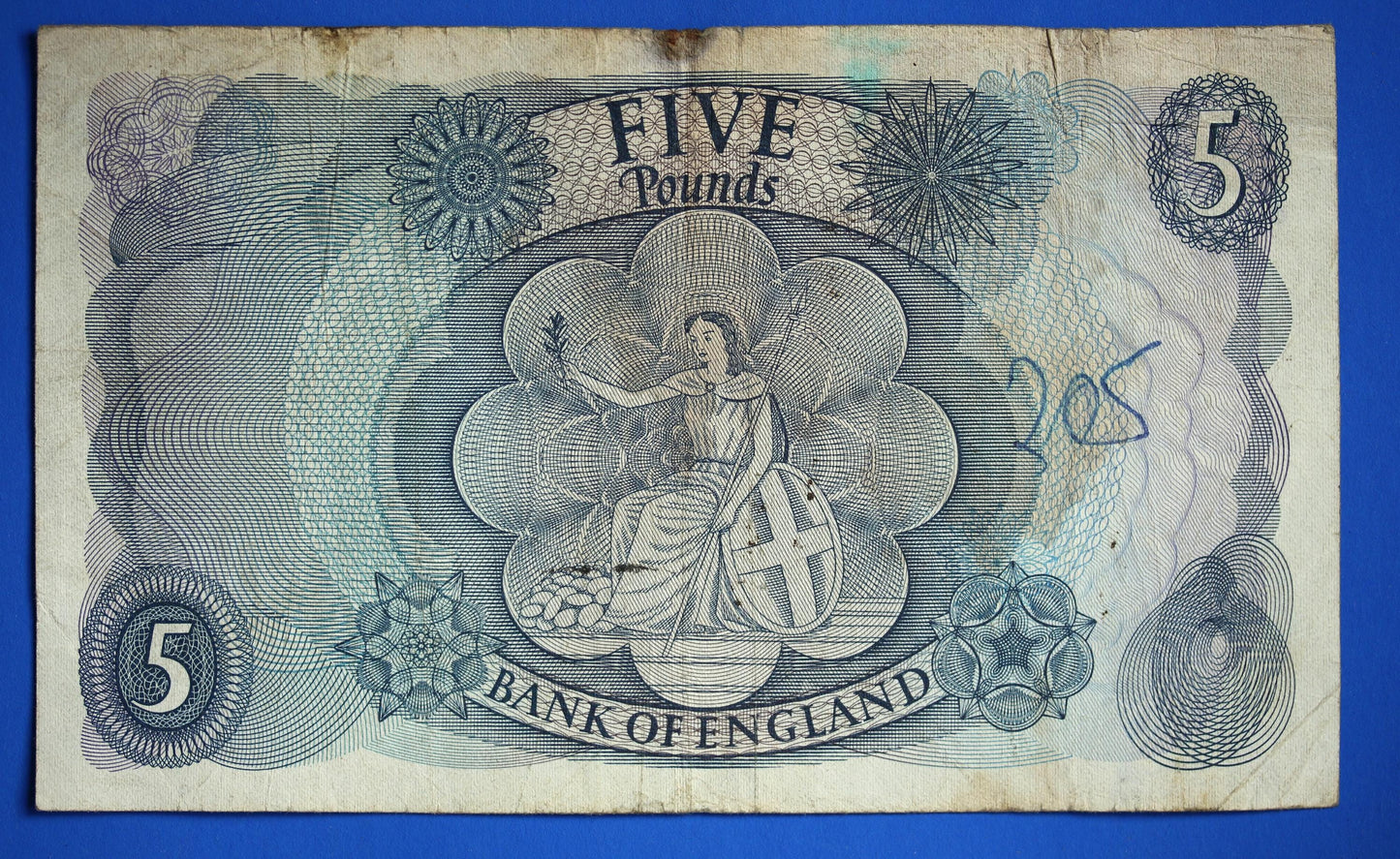 1967 Bank of England Five Pound, Fforde Prefix "62C" banknote  [07/26 35406]