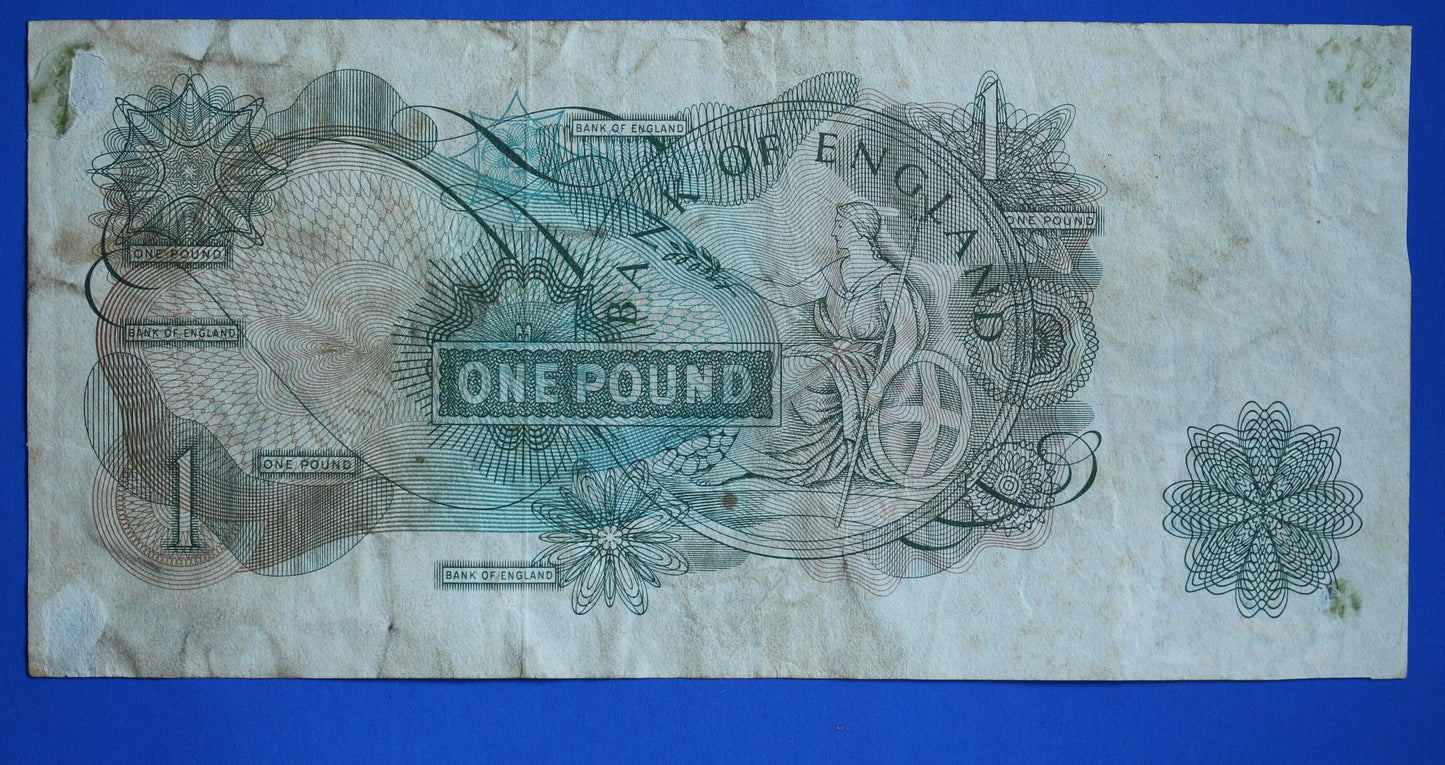 1960 Bank of England One pound, O'Brien "E33" banknote  [07/26 35505]