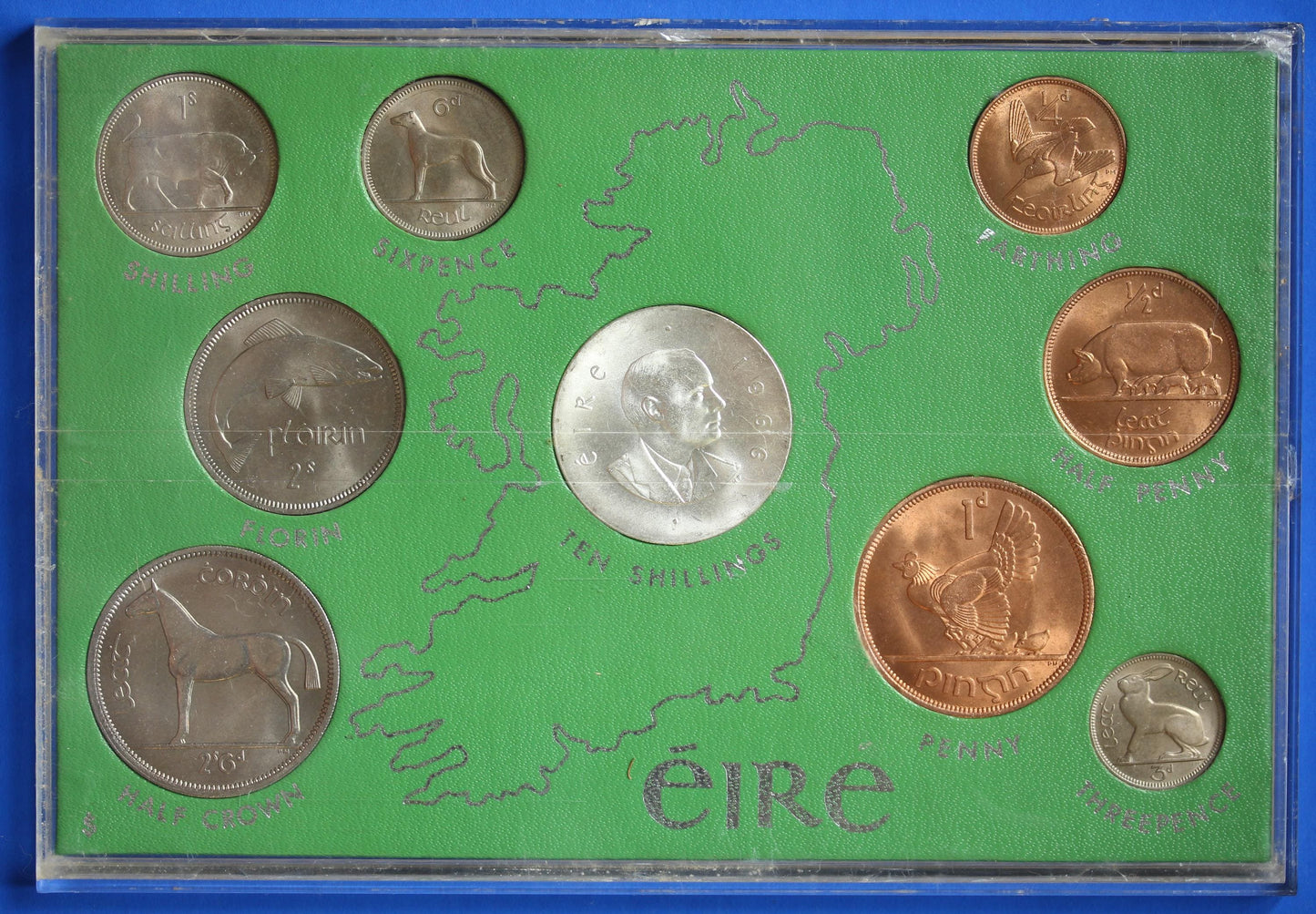 1966 Irish Ireland Eire coin collection, incl Padraig Pearse 10 shillings [07/26 35450]