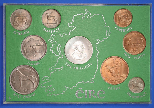 1966 Irish Ireland Eire coin collection, incl Padraig Pearse 10 shillings [07/26 35450]