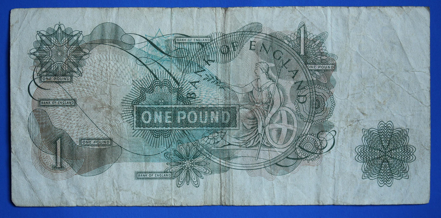 1960 Bank of England One pound, O'Brien "28S" banknote  [07/26 35507]
