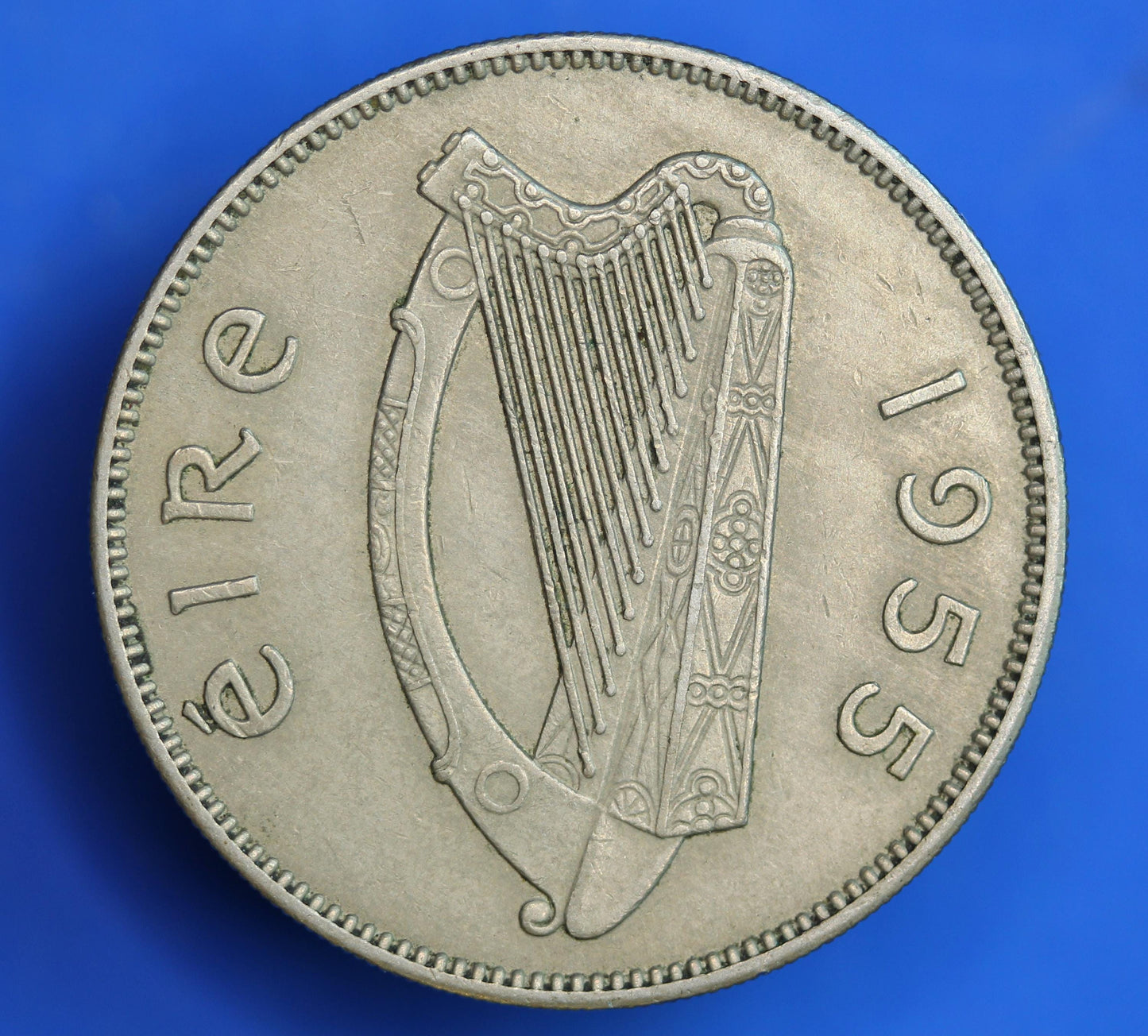 GENUINE 1955 Irish florin two shillings Ireland EIRE, Salmon Coin [08/26 35578]