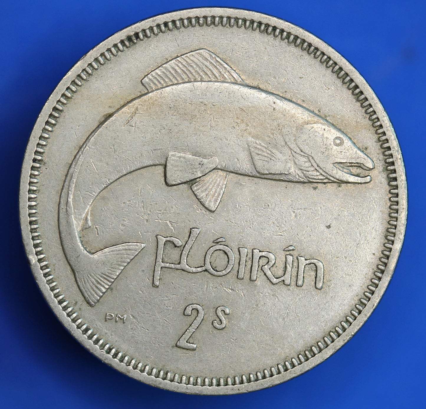 GENUINE 1959 Irish florin two shillings Ireland EIRE, Salmon Coin [08/26 35575]