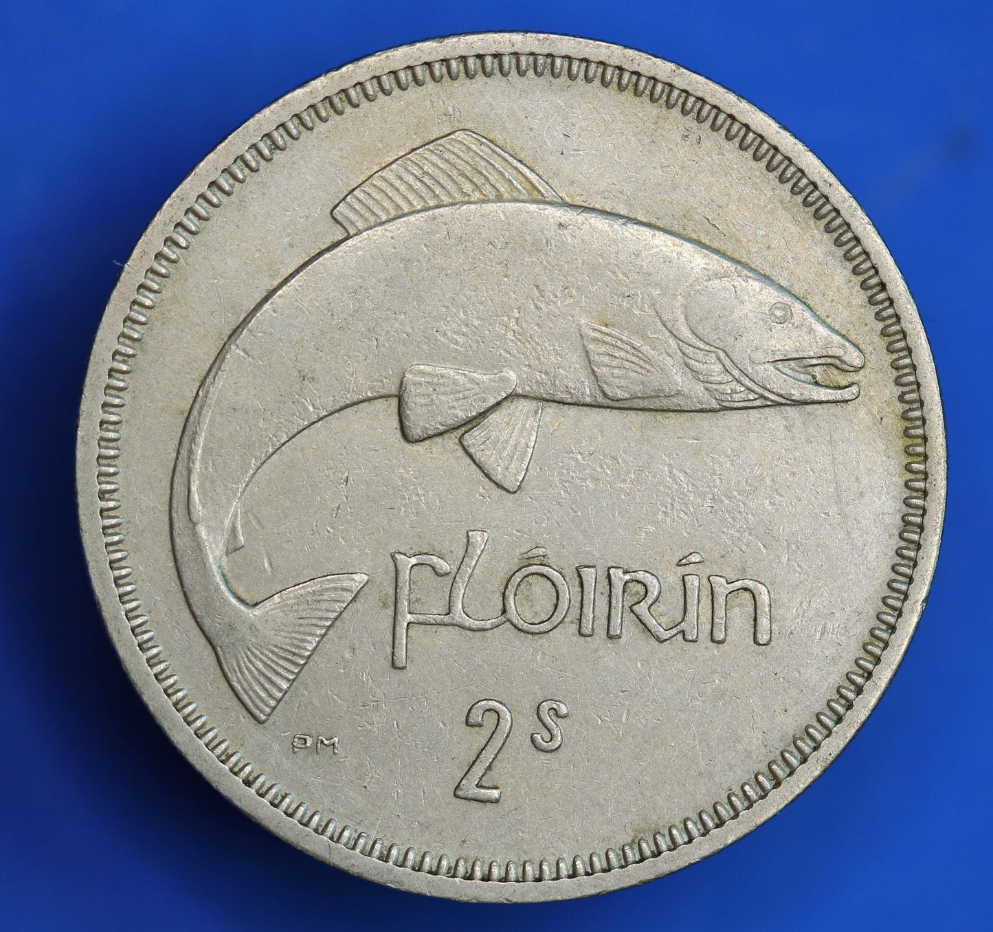 GENUINE 1961 Irish florin two shillings Ireland EIRE, Salmon Coin [08/26 35576]