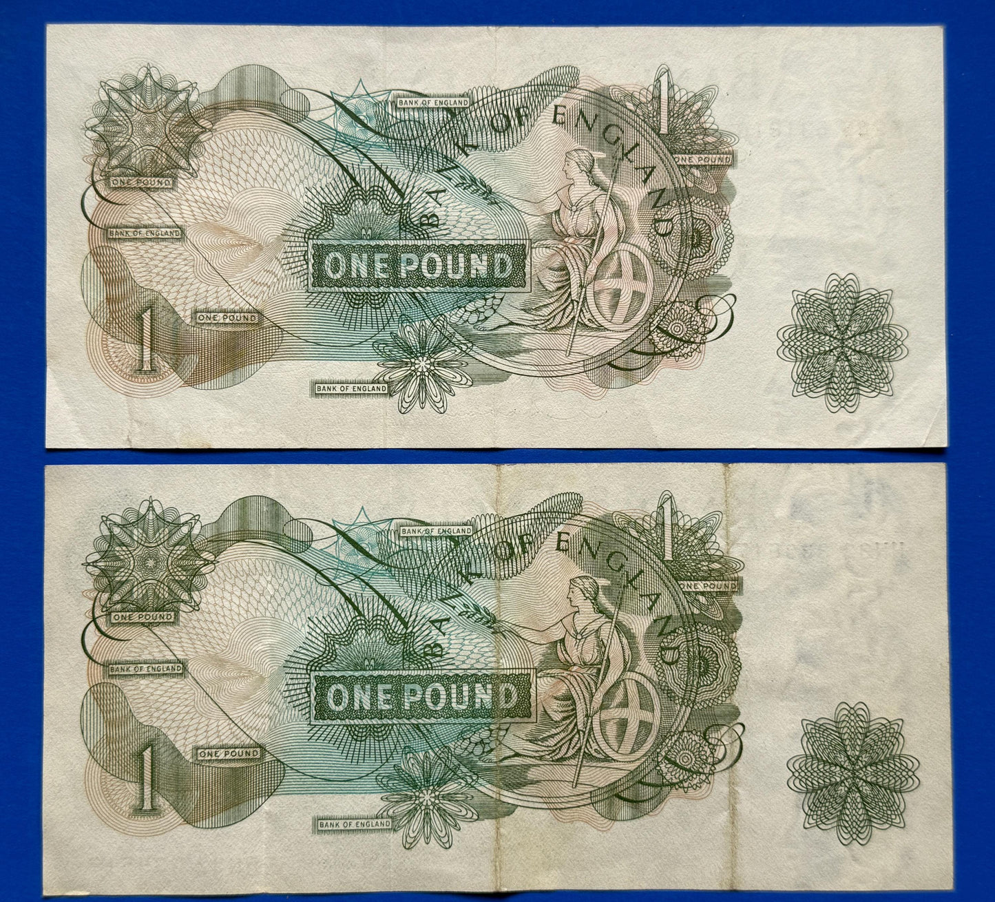 3x Bank of England One pound, Page, Hollom, Elizabeth II banknotes [08/26 35691]