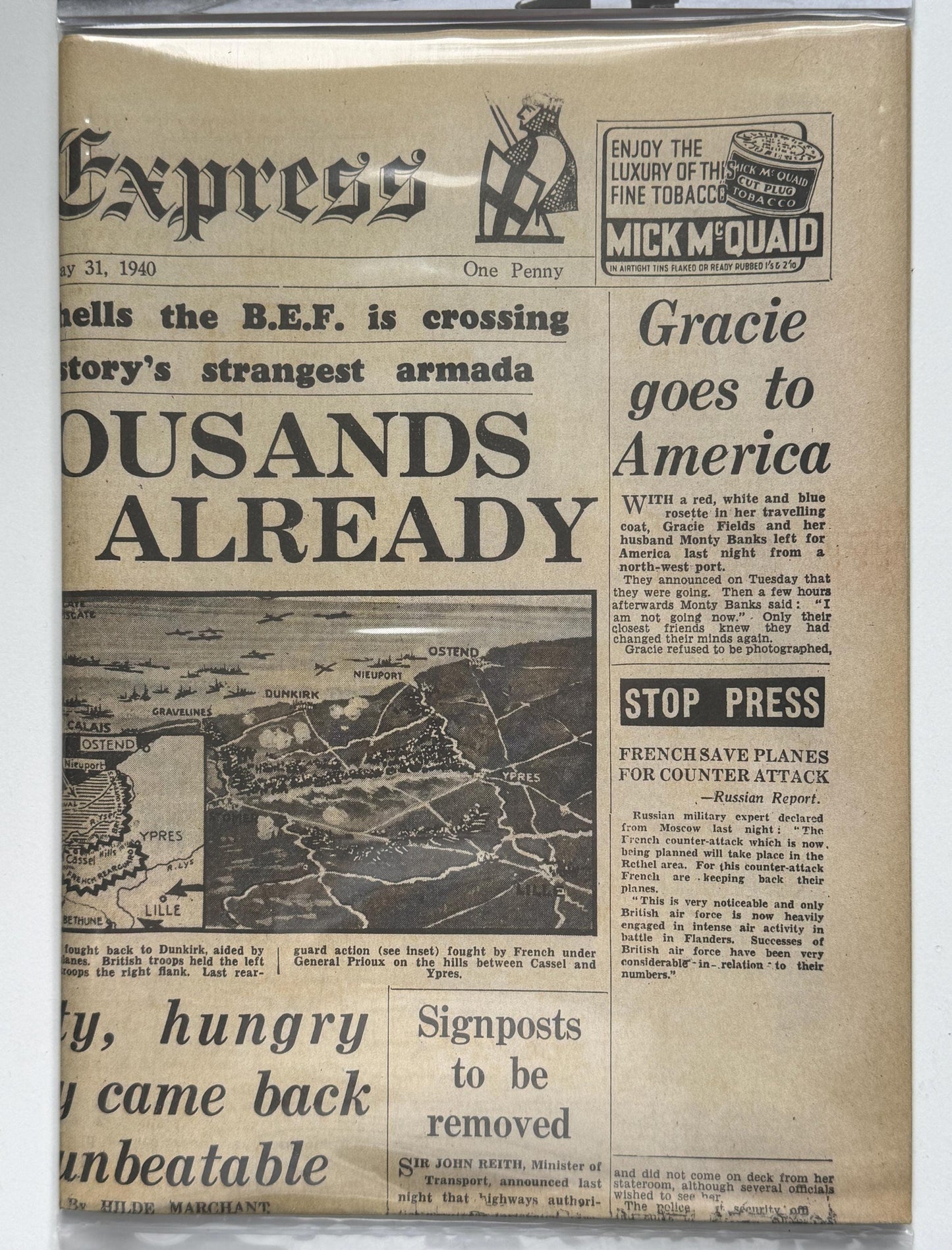 Reproduction: Dunkirk newspaper (WW2) [DUNKNP1]