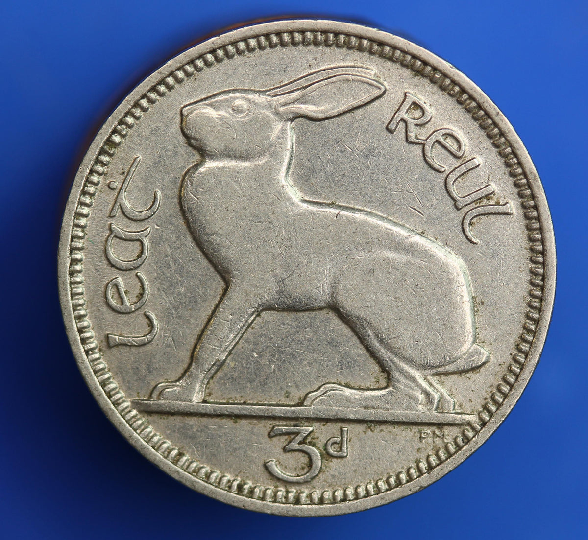 GENUINE 1928 Irish Threepence Ireland EIRE, Hare coin [09/26 35614]