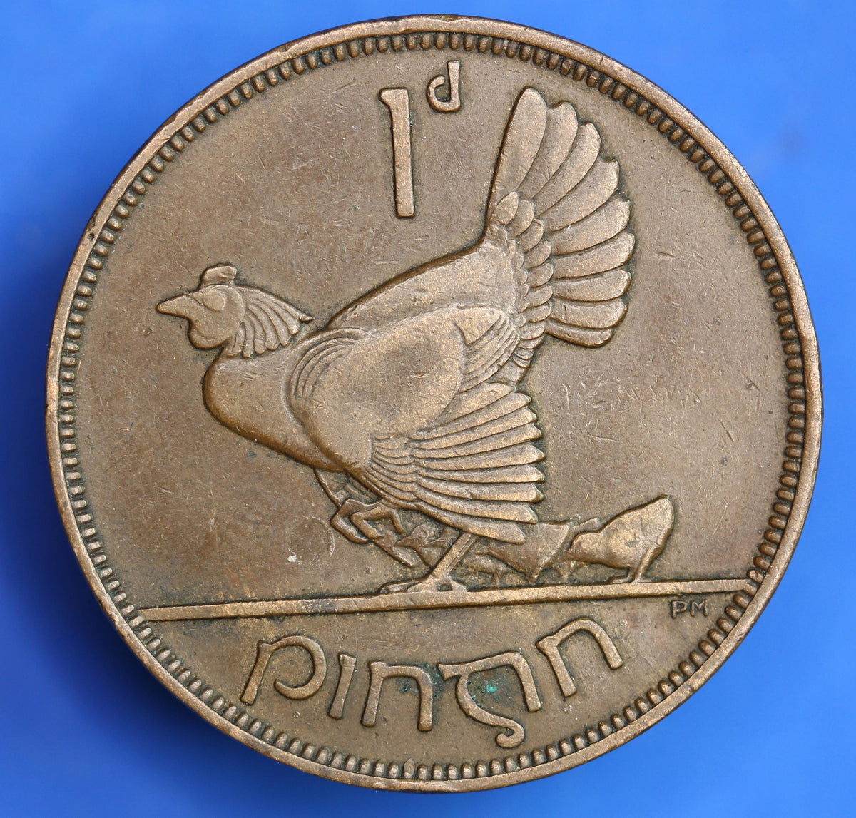 1931 Irish Penny Pennies 1d EIRE Ireland coin, Hen with Chicks [09/26 35588]