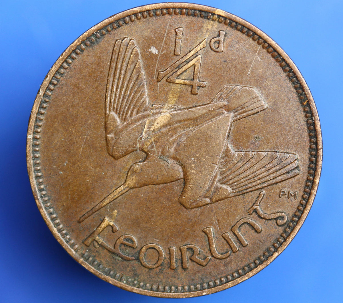 1933 Irish farthing, quarter penny EIRE Ireland coin, Woodcock, high grade [09/26 35602]