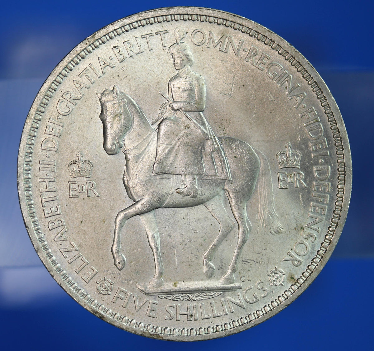 British Coin -  1953 Elizabeth II Coronation Crown, five shillings coin  [09/26 35793]