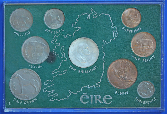1966 Irish Ireland Eire coin collection, incl Padraig Pearse 10 shillings     [10/26 35851]