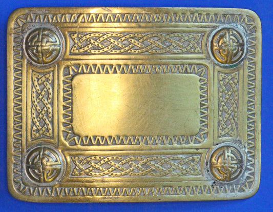Scottish Thistle Kilt Belt Buckle Brass Antique Finish, worn                [10/26 35862]