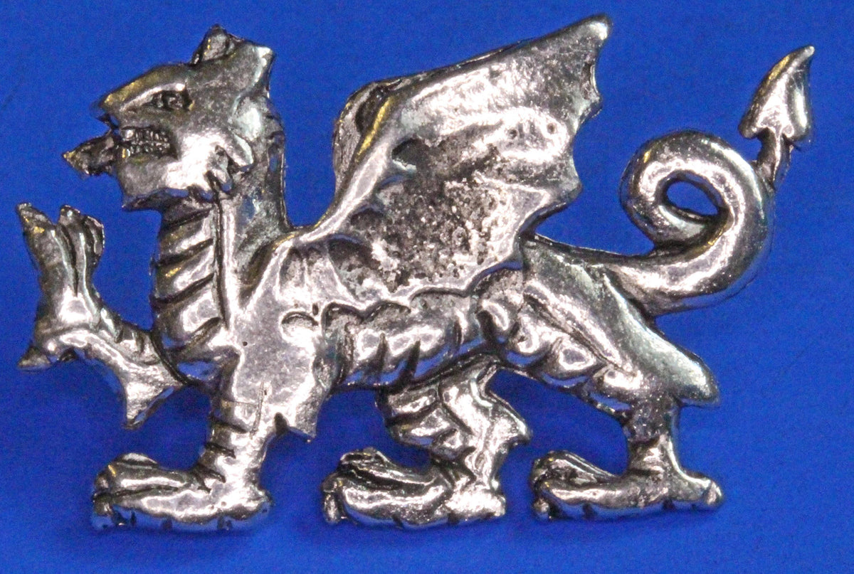 Welsh Dragon Pin Badge, 33x20mm, supplied on a pin with clasps [PP G51]