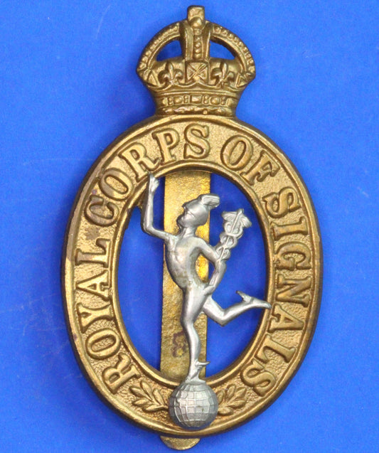 British Army Militaria - WW1 WW2 Royal Corps Of Signals 1920-1946. Bi-metallic cap badge   [10/26 35648]