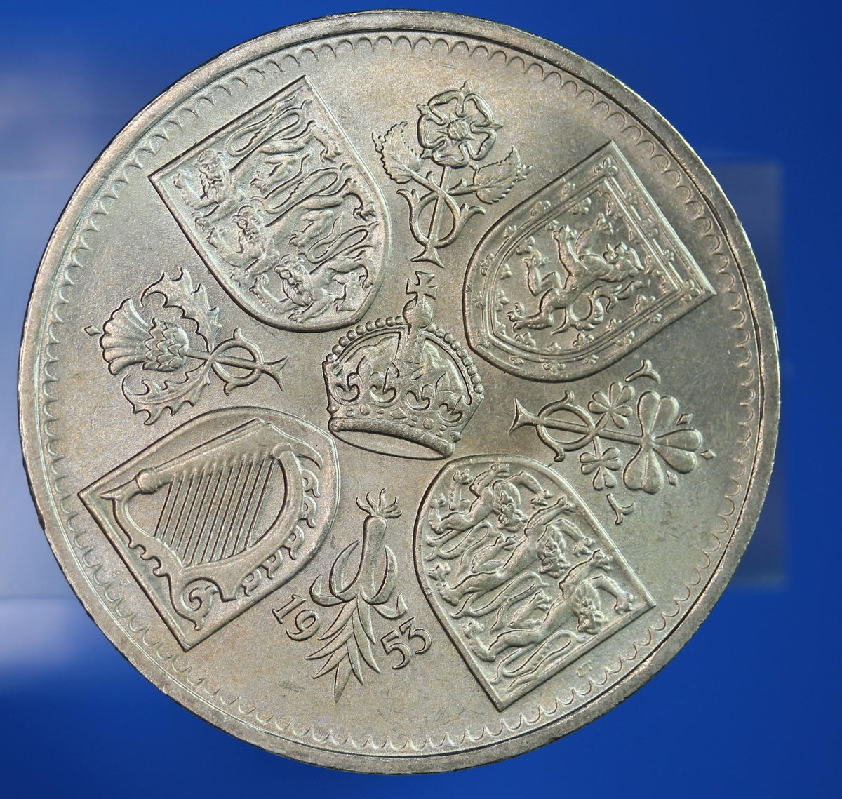 British Coin -  1953 Elizabeth II Coronation Crown, five shillings coin, Boxed  [10/26 35794]