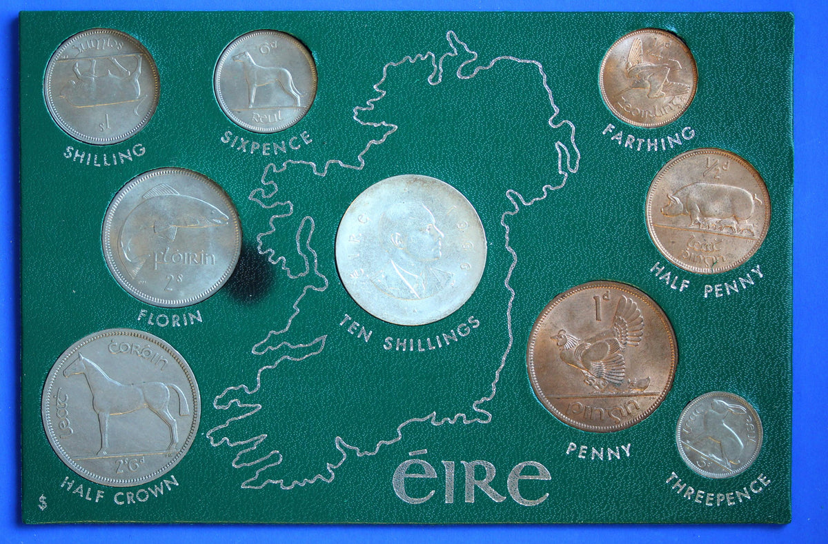 1966 Irish Ireland Eire coin collection, incl Padraig Pearse 10 shillings     [10/26 35851]