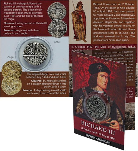 REPRODUCTION Medieval Coin Richard III Groat (4 pence) in information card [R3GCP]