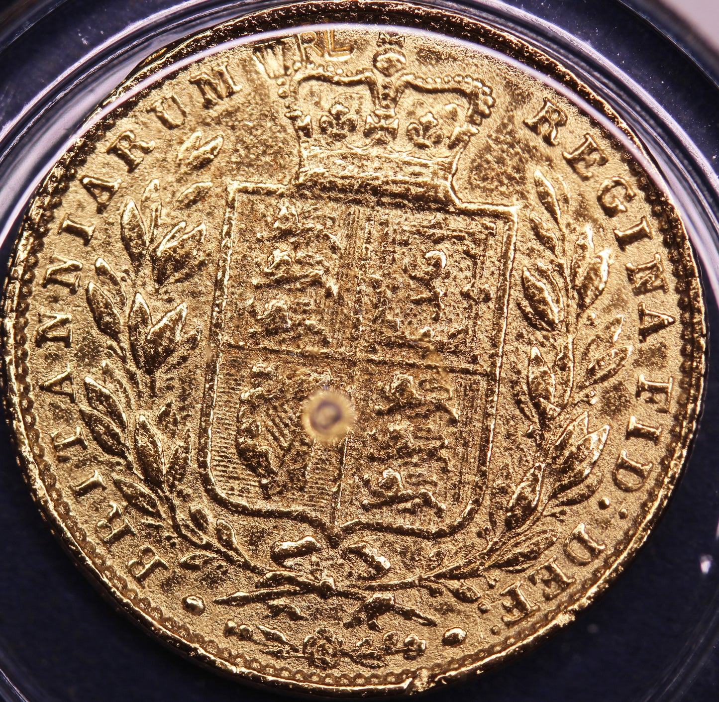 1853 REPRODUCTION Victoria gold plated Sovereign in information folder [VGSCP]