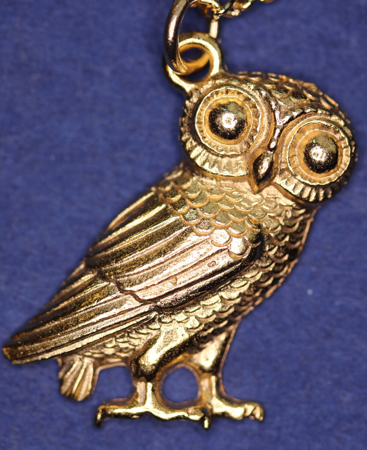 Greek Owl (17mm) Pendant - Gold Plated - with information card [GOPG]