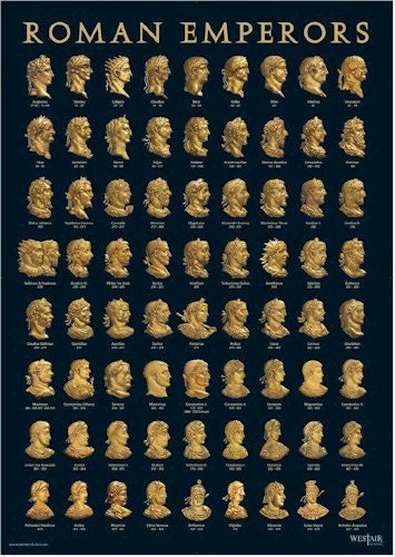 Roman Emperors from coinage poster A3 (29.7cm x 42cm) [REPA3]