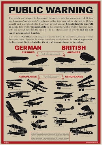 Reproduction World War I Aircraft Identification Poster - A3 [WW1APA3]