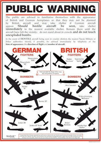 Reproduction World War II Aircraft Identification Poster - A3 [WW2APA3]