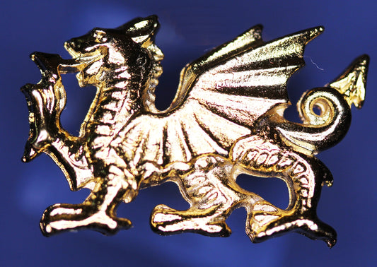 Welsh Dragon Pin Badge - Gold Plated, Wales Cymru *[WDGPIN]