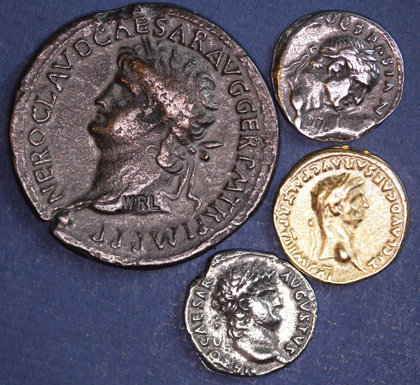 4 REPRODUCTION Roman coins, Sestertius, Aureus, Denarius, Nice group [4MRC]