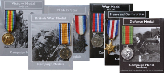 British Army REPRODUCTION 6 Miniature World War I II, WW1 & WW2 War Medals 18-23mm *[6MED]