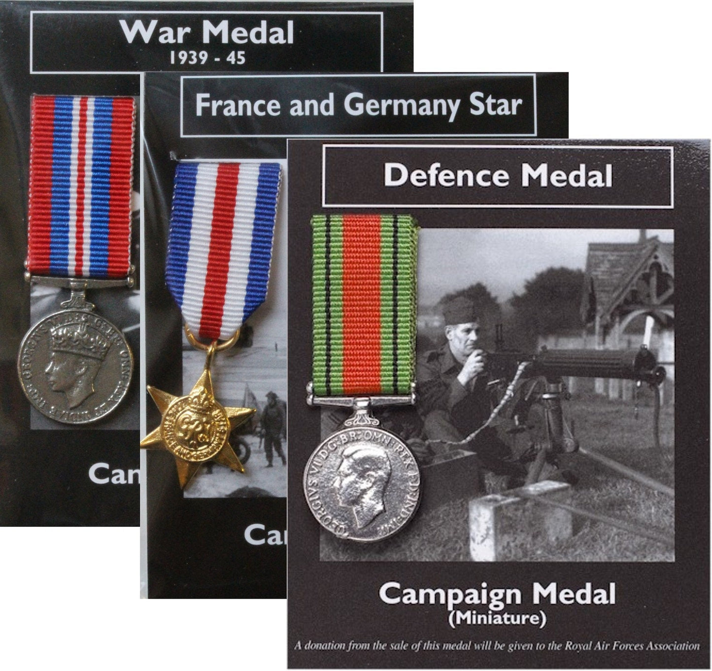 REPRODUCTION 3 Miniature World War II, WW2 War Medals 18-23mm *[3MEDWW2]