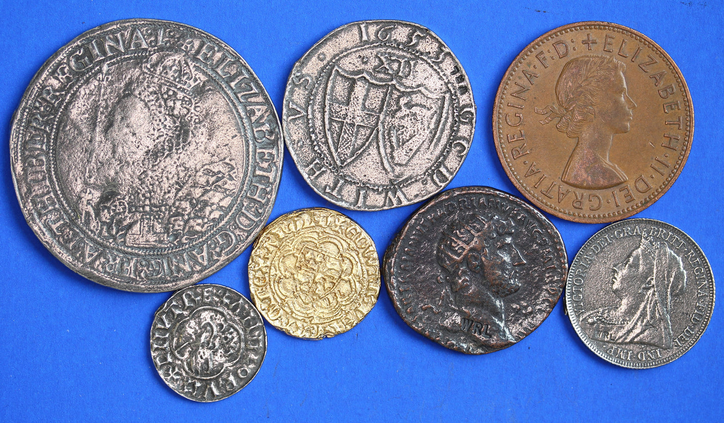 REPRODUCTION COINS - 2000 years of English coins, Roman, Cnut, Tudor, Commonwealth, Victoria & Elizabeth II, Nice group [2kyrs]