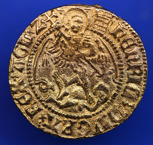 REPRODUCTION Tudor Henry VIII gold plated Half-Angel coin 19mm [H8HACOIN]