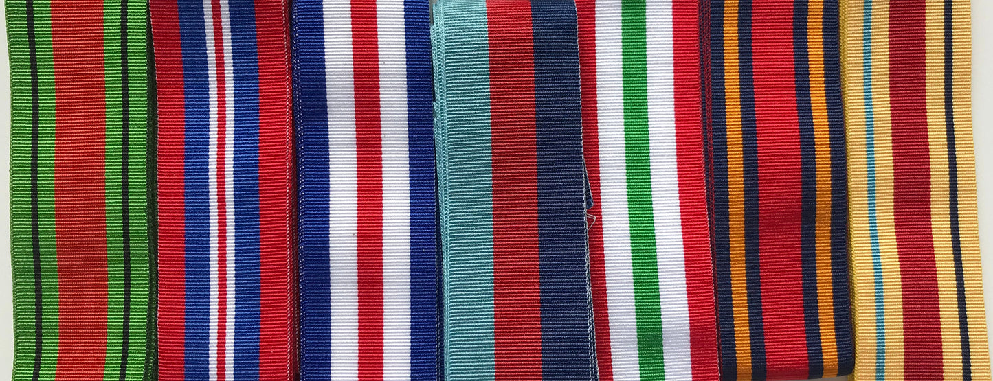 British Army Militaria World War 2 -  Full Size British Military Medal Ribbons World War 2, 6" lengths *[MEDRIB]