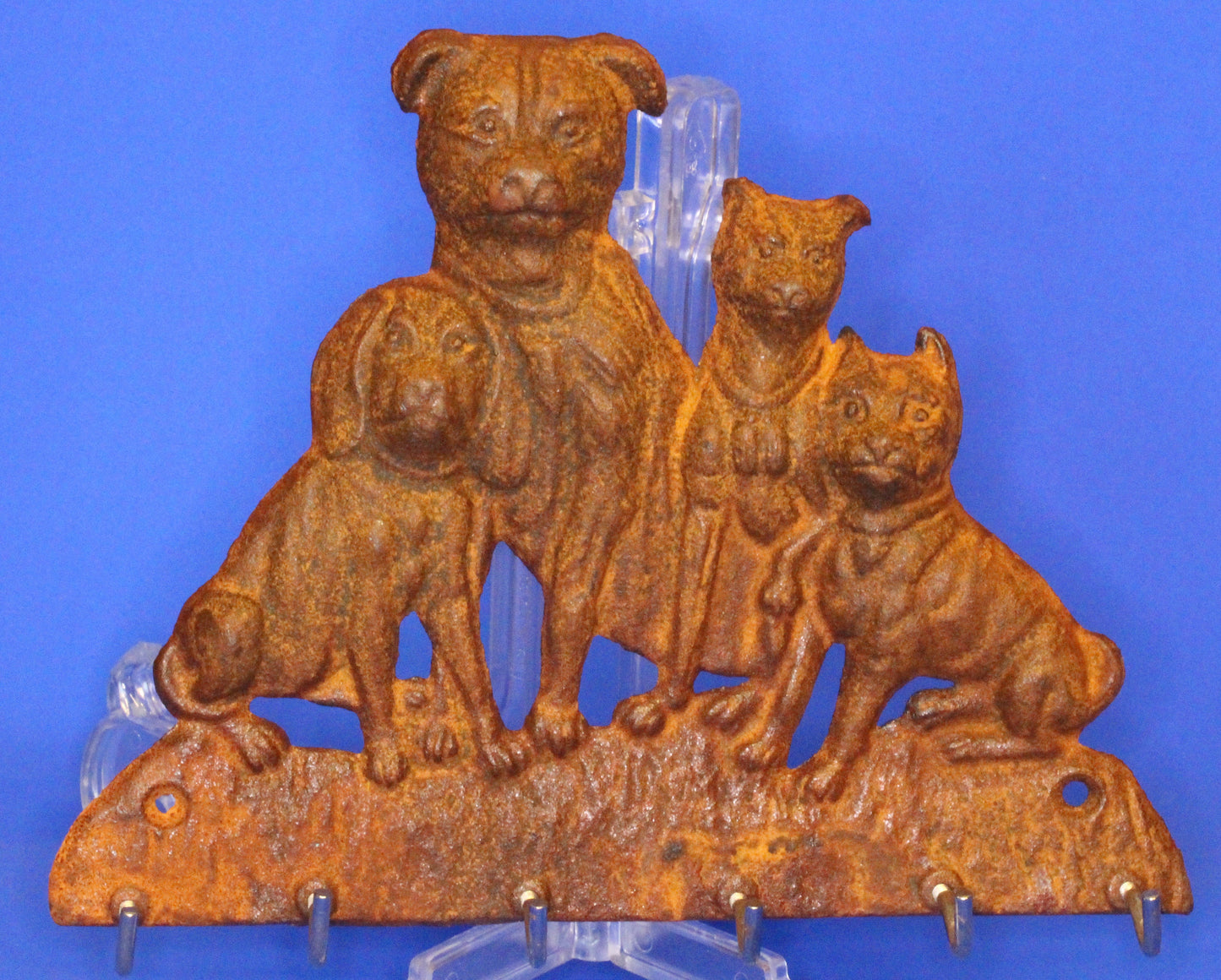 4 dogs key rack -rusty finish 22cm x 18cm [XCR4D]