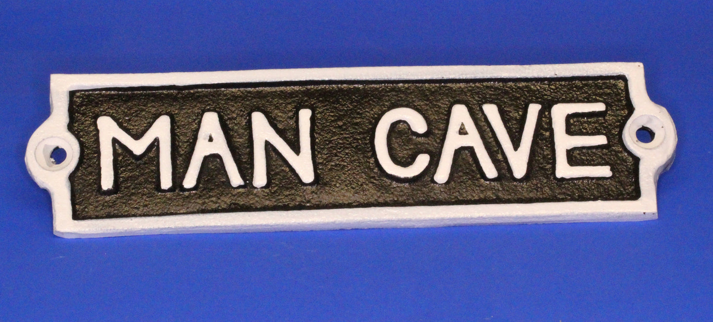 Rectangular Vintage style cast iron MAN CAVE Sign 21 x 5.5 cm [YCAVE]