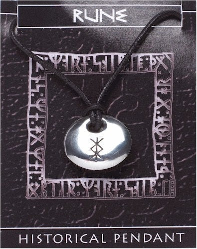 Viking Rune Stone Pendant - Protection on a waxed cord, with information card [RUNEP]