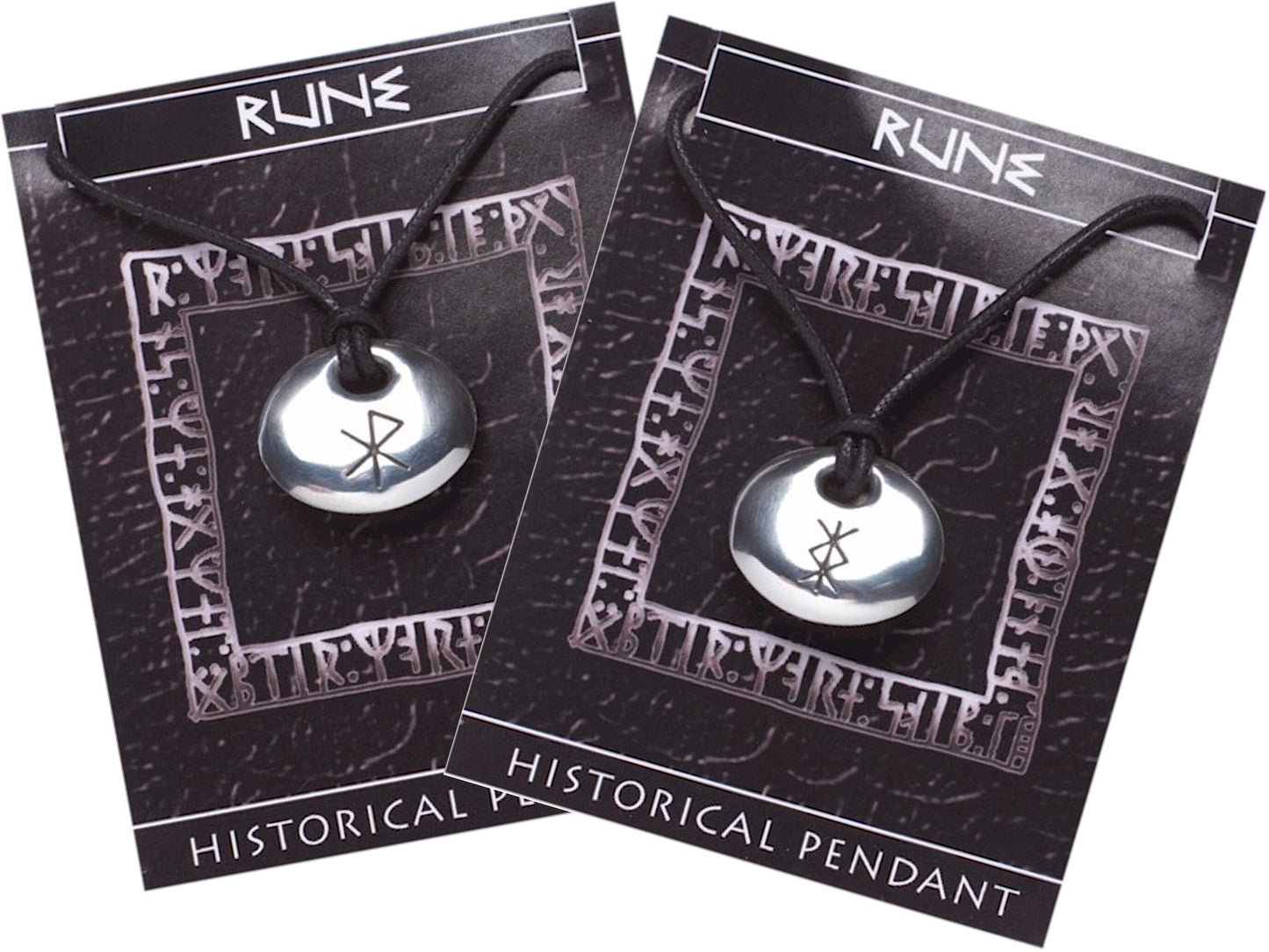 Viking Rune Stone Pendants - Love and Protection on a waxed cord, with information card [RUNE2]