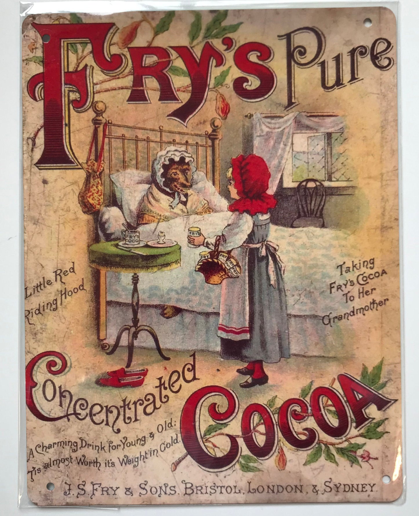 Aluminium Vintage Style Wall Sign - Fry's Pure Coco 8x6 inch [FRYS]