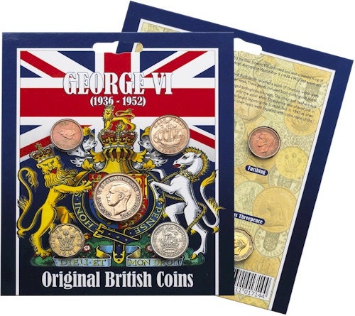 George VI Coin Collection Pack, shilling, threepence, penny, Half Penny, 5 coins [G6CCP]