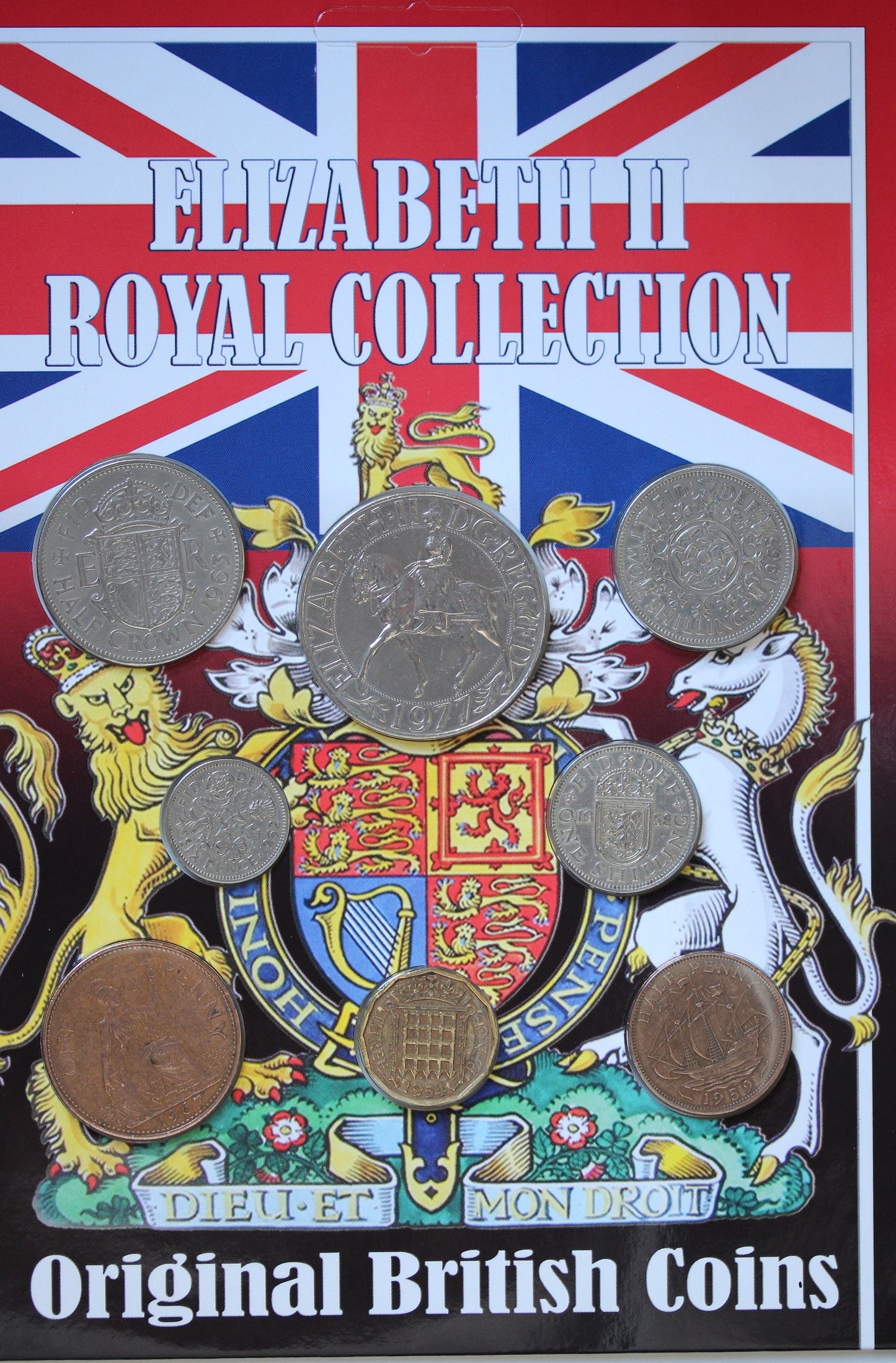 Elizabeth II Coin Collection Pack, Crown, Half Crown, Two Shilling, Shilling, Sixpence, Threepence, penny, Half Penny, 8 coins [E2RCP]