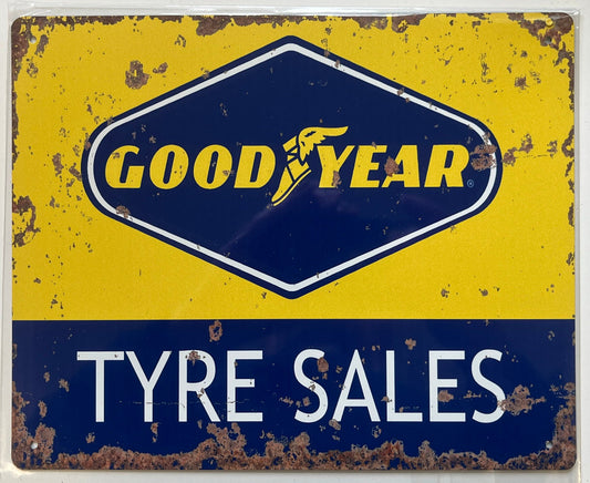 Metal Vintage Style Wall Sign - Goodyear Tyre Sales 10x8 inch [GOODYR]