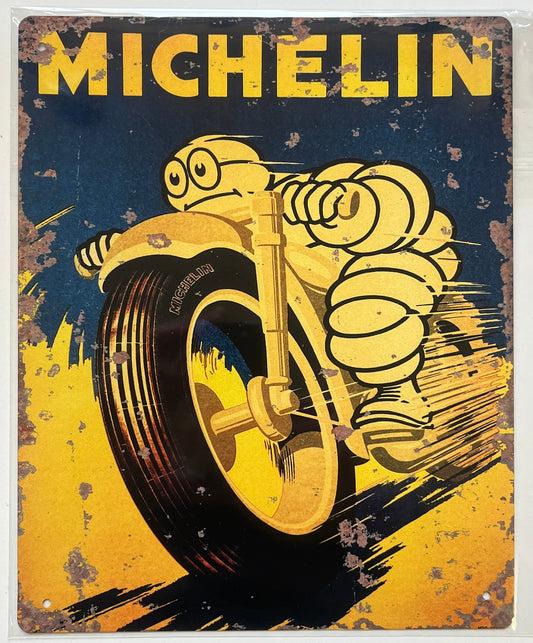 Metal Vintage Style Wall Sign - Michelin Motorcycle Tyre Sales 10x8 inch [MICH1]