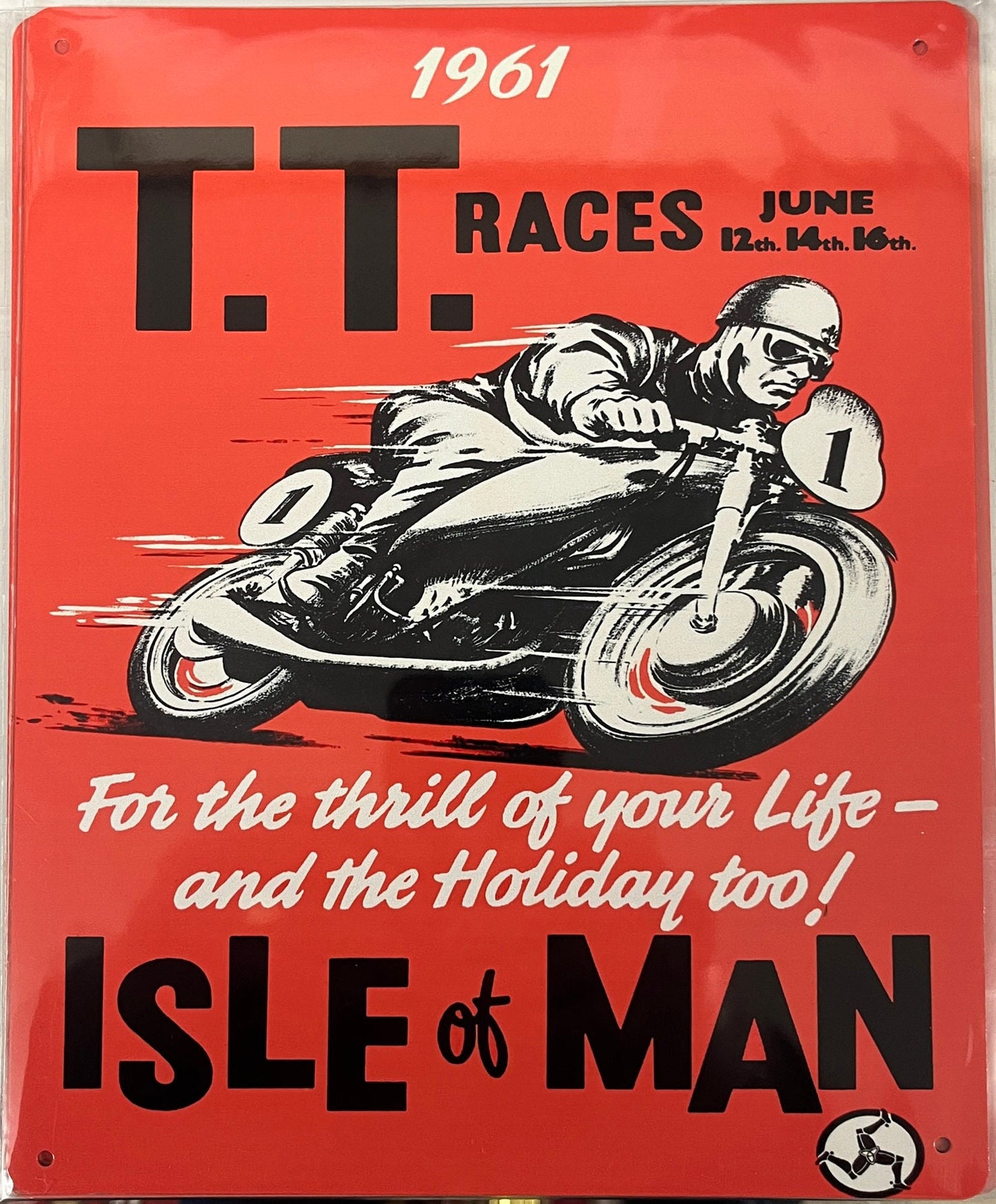 Metal Vintage Style Wall Sign - Isle Of Man 1961 TT Race Motorbikes Motorcycles 10x8 inch [TT02]