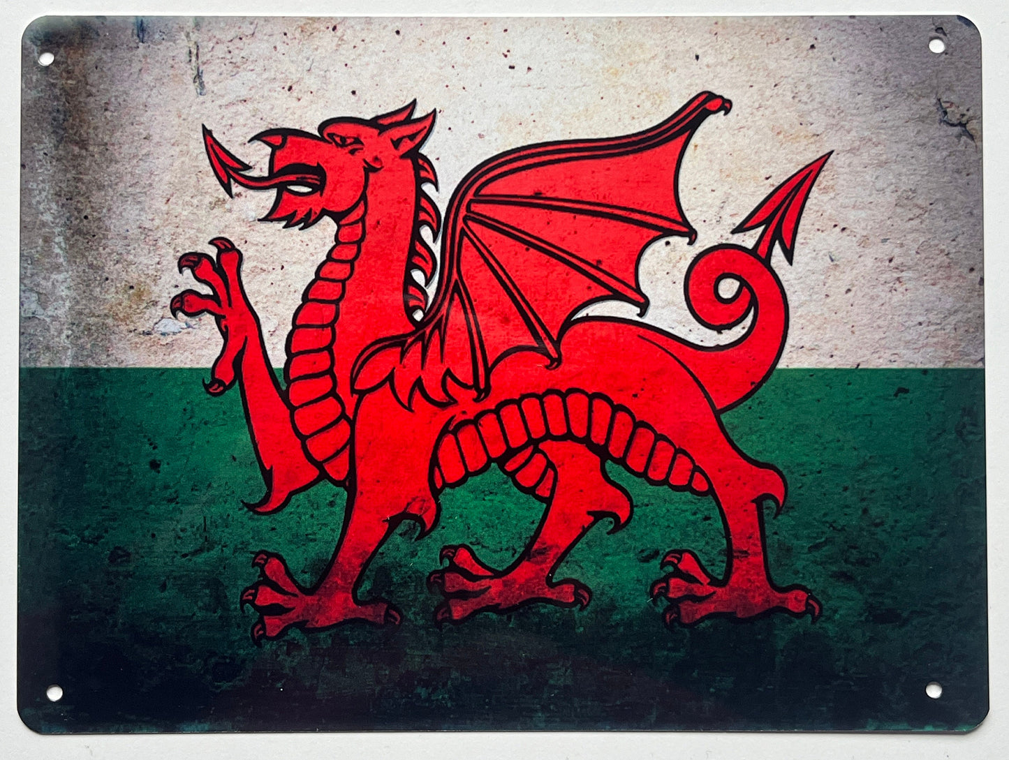 Metal Vintage Style Wall Sign - Welsh Flag Wales Dragon 8x6 inch [WALES]