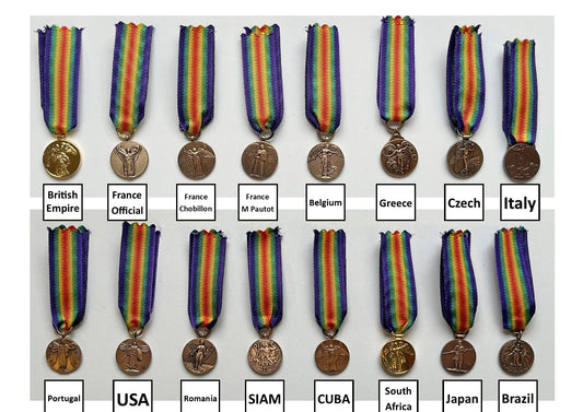 REPRODUCTION WW1 16 Inter-Allied Country Victory Medals MINIATURE [VICx16]